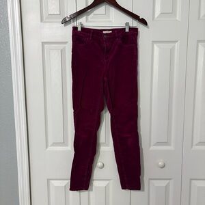 LOFT Magenta Corduroy Trousers